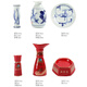 Sailoto LXH Xinghuacun Fenjiu wine cup bamboo cup set Gujing tribute wine blue and white ceramic white wine cup points liter bamboo cup 10 cups 10 dishes 1 pot