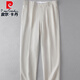 Pierre Cardin linen casual trousers men's loose thin linen viscous nine-point pants simple comfortable breathable straight pants summer mid-waist khaki L (120~140Jin Jin equals 0.5 kg)