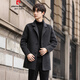 Pierre Cardin double-sided woolen woolen coat men's mid-length Korean style suit collar woolen coat autumn and winter thickened windbreaker men's black L recommended 120-135Jin Jin equals 0.5 kg