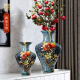 Bertha Denton high-end atmospheric enamel Chinese vase decoration living room entrance flower arrangement large decoration retro art decoration (red and hot) enamel vase 36x27cm