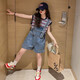 Weiman Xiaolu Children's Clothing Girls' Suit Summer Children's Suit Girl's Cowboy Overalls Suit Girls' Summer Clothing for Middle and Large Children 139 Overalls Suit 120