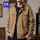 ROMON jacket American heavy work jacket men's spring and autumn loose trendy brand retro casual handsome men's motorcycle cotton khaki XL (140-155Jin Jin equals 0.5 kg)