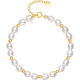 Saturday Fortune Yellow 18K Gold Pearl Bracelet Birthday Gift for Women X0713025 16+3cm
