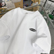 Ranbu 260g heavy short-sleeved T-shirt men's casual outfit loose and versatile half-sleeved tops student couple outfit DT3523 white [260g] S