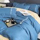 Derenxin bed four-piece bed quilt cover sheet pillowcase single and double bedding washed cotton brushed embroidered quilt cover sheet Bentley blue (light luxury embroidery style) single bed three-piece set - suitable for 150*200 quilts