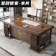 2025 new new Chinese style solid wood desk and chair combination desk study calligraphy and painting table home writing desk walnut color Houde single desk 1.6 meters with chair combination with cushion