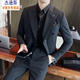 Jason's Double Breasted Suit Men's Three Piece Slim Groom Wedding Dress Complete Business Casual Suit Jacket Medium Gray (Single Suit) 4XL (Suitable for 155-170 Jin Jin equals 0.5 kg)