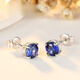 Prodigal Heart & Guaranteed Sapphire Stud Earrings for Women Japanese and Korean Inlaid Colored Gemstone Earrings for Valentine's Day Gifts for Boy and Girl 0 Carat Tanzanite Earrings