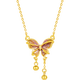 Saturday Fortune Enamel Butterfly Gold Necklace Women's Pendant Birthday Gift Price A0613626 Approximately 3.76g 40+5cm