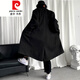 皮尔卡丹（pierre cardin）军绿色成熟稳重男装感风衣男中长款冬季苏联军呢大衣外套 黑色 M