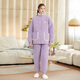 Fenton Couple Pajamas Autumn and Winter Zippered Long Sleeves Anti-static Imitation Sheep Velvet Quilted Warm Home Wear Pajamas Lavender Purple-Women's L