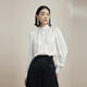 LIME Gina's same style Rhine stand collar new Chinese style long-sleeved shirt autumn and winter mulberry silk floral top white S