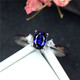 DL 1998 Tanzanite sapphire 50 points blue women's ring, thin fashionable silver Korean style jewelry, personalized with diamonds, silver live mouth (main stone 4X6mm) C0