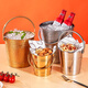 Detif Internet celebrity ice bucket commercial stainless steel portable small ice bucket KTV bar champagne bucket red wine beer household thickened (natural color) 13CM portable-snack bucket (1L)