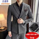 Jason's double-breasted suit suit men's plus size groom wedding dress three-piece youth business formal casual suit khaki (suit + shirt + pants) XL (120-135Jin Jin equals 0.5 kg)