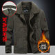 JEEP SPIRIT Cotton Velvet Jacket Men's 2025 Winter Lamb Velvet Cotton Clothes Men's Work Jacket Army Green 3166-Autumn and Winter Plus Velvet 3XL