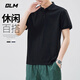 GLM短袖t恤男透气夏季翻领polo衫速干T恤冰丝感休闲运动上衣黑色XL