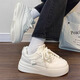 Pull back new winter sneakers for women, all-match thick-soled plus velvet white shoes and cotton shoes J576Z rice/white 37