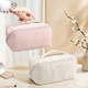 VLANDO high-end national style velvet waterproof cosmetic bag women's portable large-capacity travel wash bag premium birthday gift sand pink free mesh bag