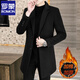 ROMON Woolen Woolen Coat Men's Slim Mid-Length Windbreaker Autumn and Winter Thickened New Woolen Men's Jacket Korean Version Black Thickened L