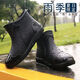 Xinnan fashionable short-tube rain boots, four-season work rubber shoes, waterproof kitchen fishing shoes, non-slip rain boots, water shoes for men, black frosted short-tube single style [42]