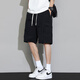Trueves shorts men's summer thin ice silk cool five-point casual pants men's youth loose straight work medium pants DK701 black 2XL