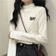 Baldauren girls and boys de velvet bottoming shirt junior high school and high school student long-sleeved shirt high collar with velvet thickened warm top de velvet white-294# fuzzy little black cat regular 150 (M) 80-100Jin Jin is equal to 0.5 kg