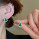 Fat Donglai quality jade earrings new Chinese style green earrings 2024 new style light luxury retro national style gourd jade color gourd earrings (main picture)