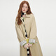Fan Silann autumn lapel single-breasted windbreaker women's 2024 new Korean version design contrast medium-length commuter jacket women's khaki M