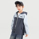 Duojia Boys' Jackets 2025 Spring and Autumn Outdoor Contrast Color Jackets Soft Shell Children's Loose and Crisp Hooded Windproof Tops