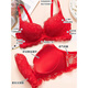 Modal Red Sexy Underwear Set Women's Lace Bra No Wires Push-Up Adjustable Bra Bridal Red Set 75B (165) Thin Section