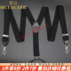 MuurceeR light luxury brand men's suspender clip men's suspender suit trousers suspender belt men's suspender clip elastic suspender accessories women's gray and black plaid
