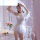 DUALMELLAVANCRUDEANNORA specializes in high-quality sexy wedding dresses, brides and wedding gowns, hot and passionate afternoon on the bed, white wedding dress (+ garter stockings) + maid outfit (