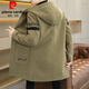 Pierre Cardin windbreaker men's mid-length velvet thickened woolen coat 2024 autumn and winter new woolen coat large size hooded top Khaki M
