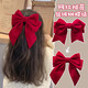 Lingmeng Children's Bow Hair Clip Red New Year and Christmas Hair Accessories Baby New Year Hair Clip Headwear Red Beveled Long Floating Large Size 1 pc