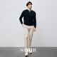 Sanheer Elegant Gentleman Hochgenähte Baumwollperlenboden Textur Frühling Vielseitiger Männer Henry Kragen Pullover DAZ694 Schwarz XL /52
