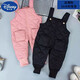Disney children's down cotton pants for boys and girls in autumn and winter suspender pants for cold protection for infants and young children thickened outer wear to keep warm black openable dual-purpose gear 90
