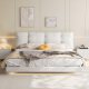 JIANCHEN suspended bed Creamy style double bed 1.8m 2m leather velvet light master bedroom large bed 723# bed + 2 cabinet + 5D latex mattress 1.8*2.0m [top layer cowhide] (send light strip)