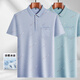 Traje de papá de mediana edad y ancianos Summer Summer Middle-Edy Masculino Camiseta de manga corta Traje de papá Summer Fino Camisa delgada Seda de Ice Middle End-9923 Blue Real Pocket M 48/165