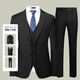 ROMON suit men's three-piece business slim formal suit groomsmen suit groom suit professional suit black XL