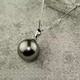 Yumei and natural seawater pearl powder pendant, Tahitian black pearl necklace, perfectly round, 925 silver chain for mother, black, pure black, 9-10mm
