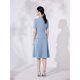 Pink and Blue Wardrobe 2024 Summer New Style Yanyu Jiangnan Temperament Splicing Suit Overlapping V-neck Small Shirt and Half Skirt Two-piece Set 5A2T338 Moonlight Blue M