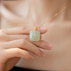 Shengli 18k gold natural Hetian jade pendant sugar cube simple and fresh necklace gold inlaid with jade high-quality Mid-Autumn Festival gift pendant 45cm 18k gold Hetian jade + chain + certificate +