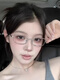 简浪 JEORLIOR日系银色方框平光眼镜女高智姐时髦装饰金属眼镜架小脸防蓝光近视 银色框 0度防蓝光【镜盒镜布】