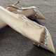 Tianyi nude pointed toe high heels temperament celebrity rhinestone sandals female fairy slim heels single shoes summer heels high nude color 7cm 36