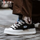Mark Huafei sneakers men's shoes winter 2025 new large-toe thick-soled canvas shoes men's trendy non-slip light luxury height-increasing mesh shoes men black men and women same style 39 leather shoe code = sports code 40