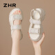 
ZHR sports sandals for summer convenient Velcro thick sole women's shoes versatile outside shoes for women G695 Beige 38