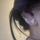 Bai Qixin's gift 999 silver needle butterfly earrings women's ear bone nails high-end earrings exquisite and compact ear piercing not easy to cause allergies hollow colorful butterfly earrings