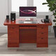 ZHONGWEI solid wood leather manager desk computer desk employee desk workstation boss desk workbench 1.4 meters