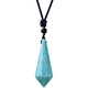 Yingyou natural amazonite rough stone pendant single-pointed 12-sided necklace holiday gift couple jewelry bag hanging keychain accessories pendant plus rope (4.5-5cm)